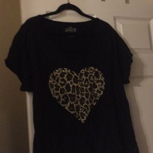 Lane Bryant Tops - Black T-shirt with cheetah heart Lane Bryant Tops - Black T-shirt with cheetah heart